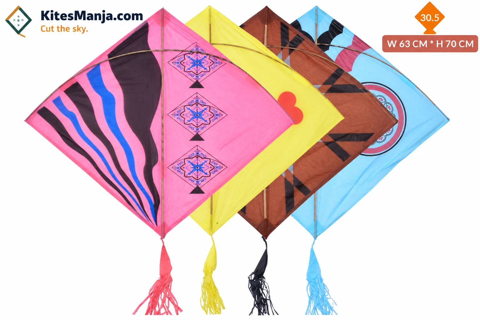40 Adadhiya Gol Printed Ghesia Kites (Size 70*63 Centimeter) + Free Shipping