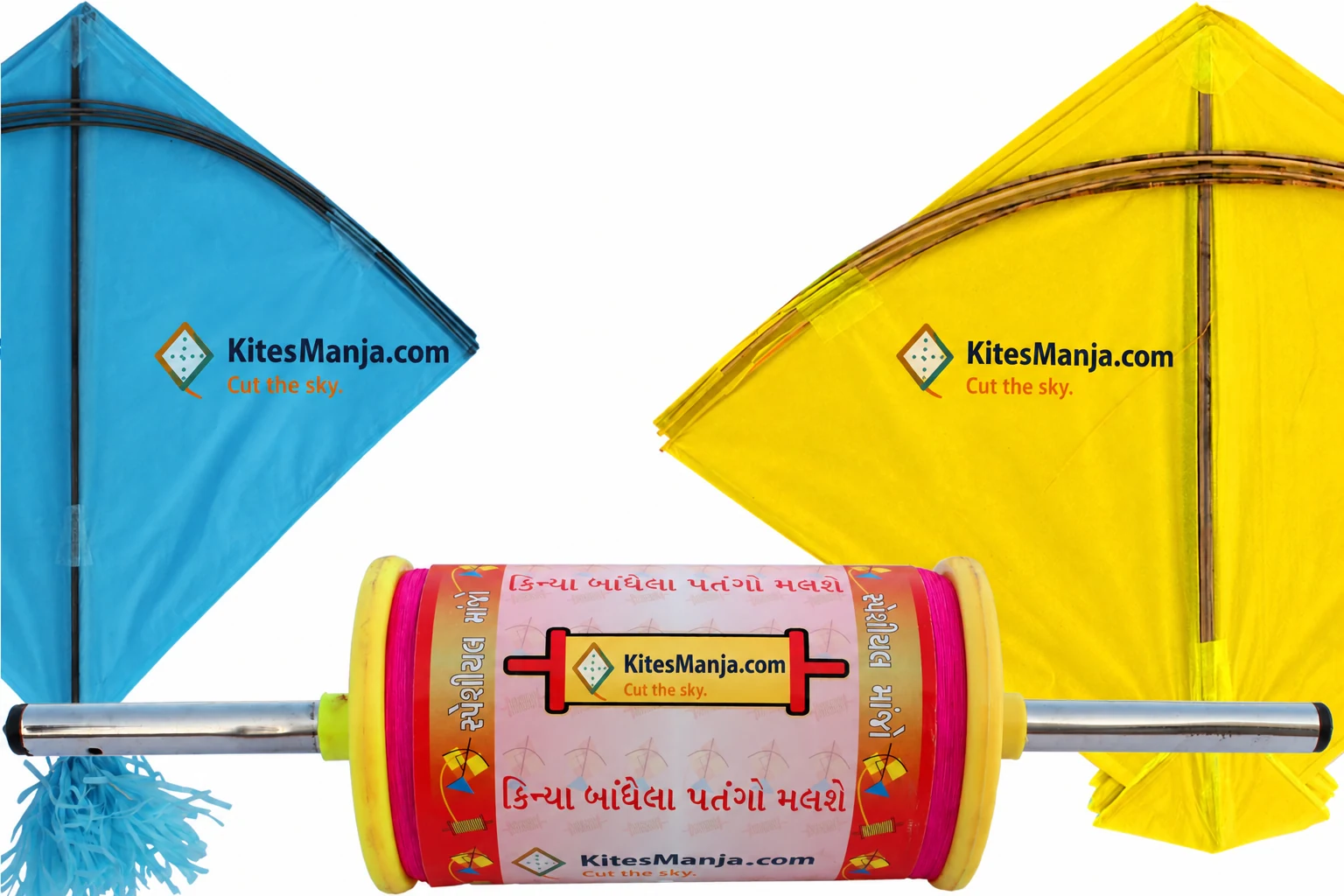 40 Indian Fighter Cheel Kites + 40 Indian Fighter Rocket Kites + Special Indian Strong Kite Flying Thread 9 Cord 900 Metre Manjha (Combo)