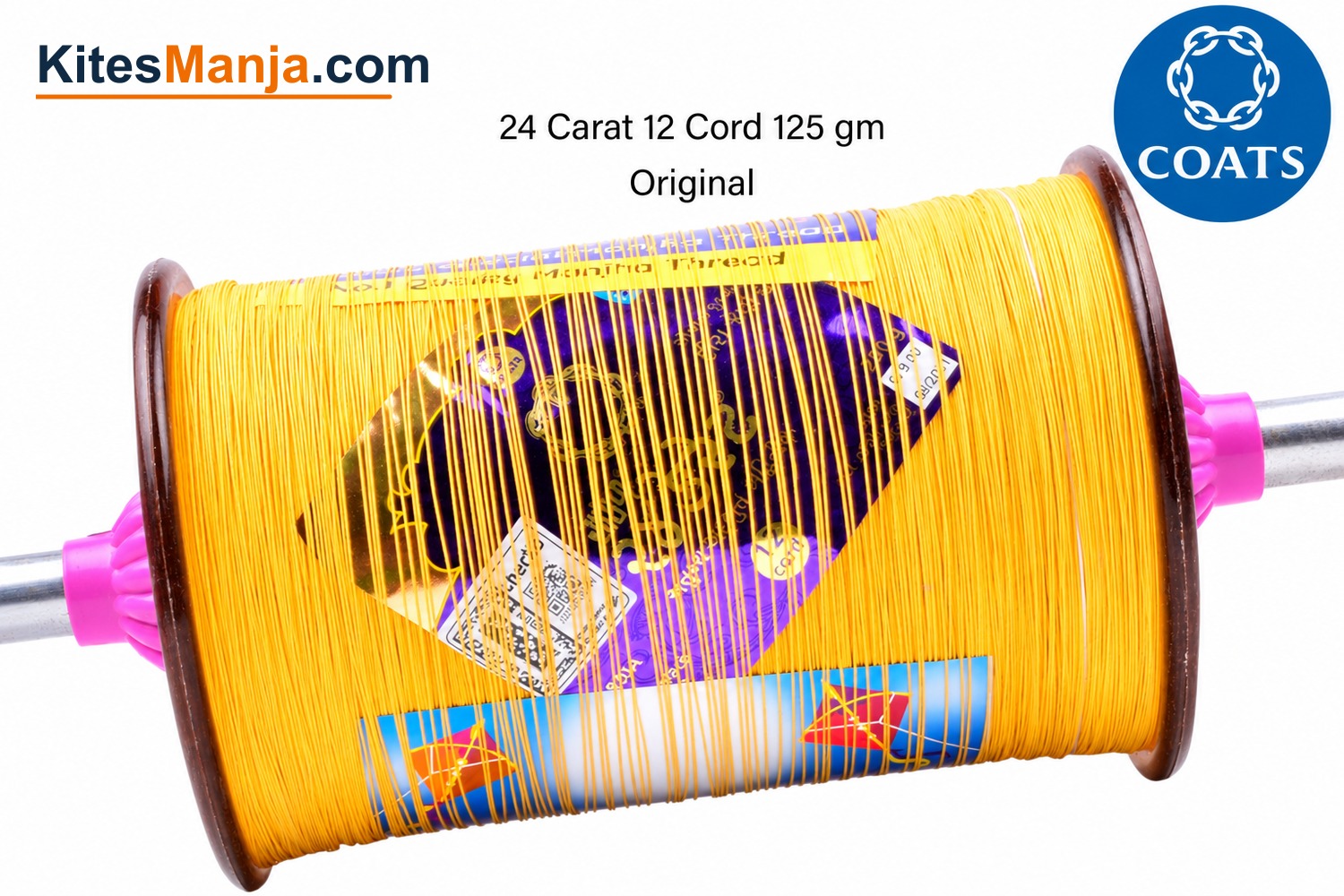 12 Cord All New 24 Carat by Coats Manjha (1 Reel) Made by Bareli Experts (6 Time Coated Manjha) + Free Shipping