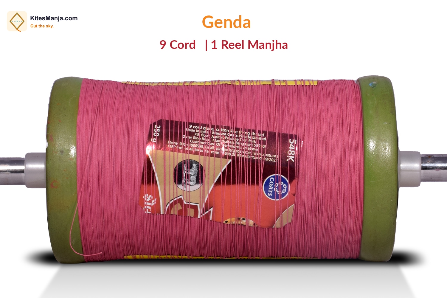 9 Cord Coats Genda No. 5 Manjha (1 Reel) Made by Bareli Experts + Free Shipping in India