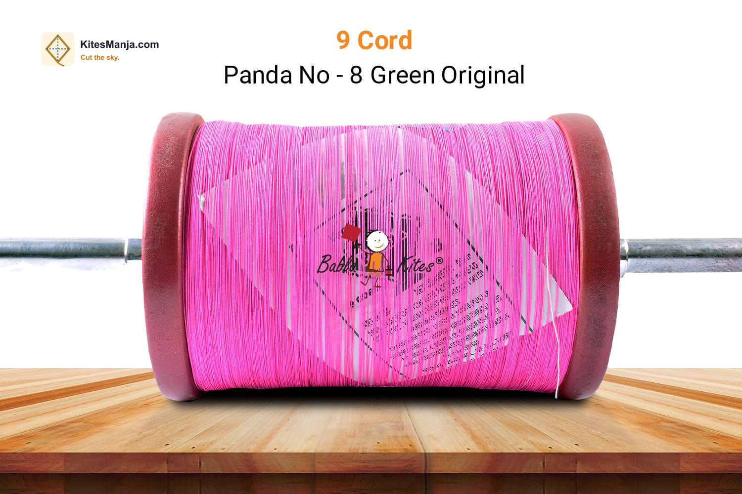 9 Cord Panda No. 8 Maidani Bareilly Manjha With Wooden Spool (2 Reel) Sharp Kite Flying Manjha + Free Shipping