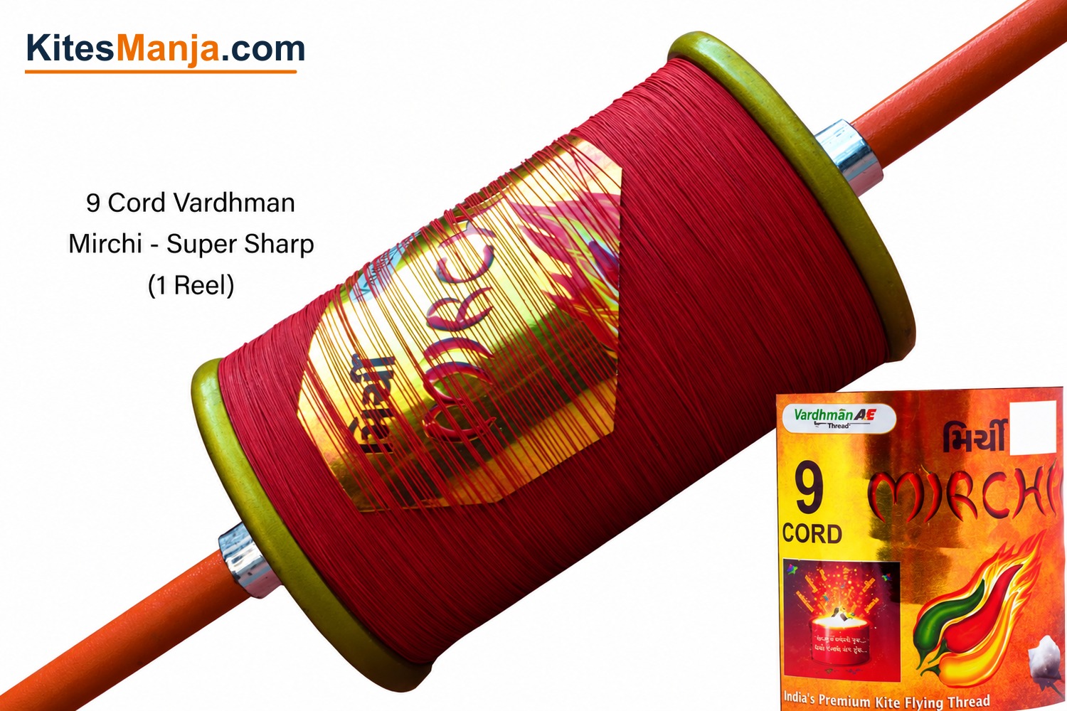 9 Cord Vardhaman Mirchi Super Sharp Manjha (1 Reel) Made by Bareli Experts + Free Shipping