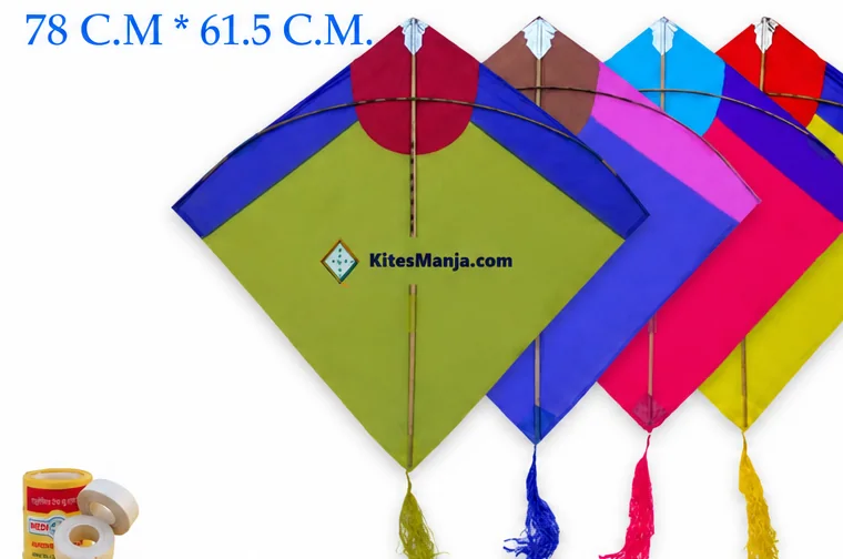 40 Colour Indian Big Rocket Kites (Size 78 * 61.5 Centimeter) + Free Shipping