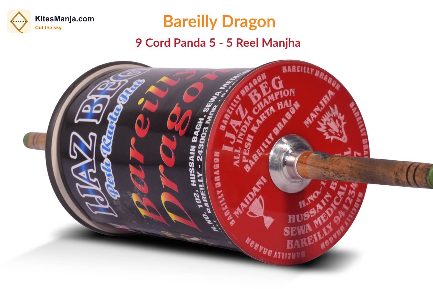 Original Bareilly Dragon 9 Cord Panda No. 5 (5 Reel) Manjha by Ijaz Beg