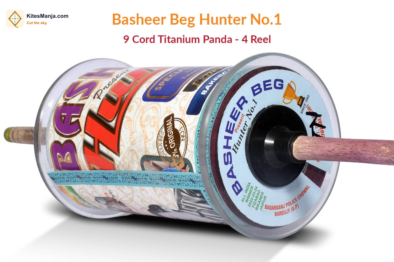 Exclusive Basheer Beg Hunter No. 1 – 9 Cord Titanium Panda Manjha (4 Reel)