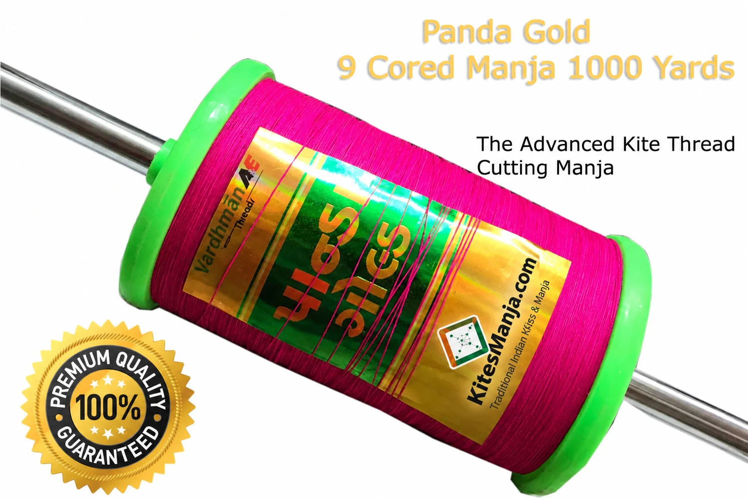Panda Gold 9 Cored Manja 1000 Yards with Advanced Kite Thread Cutting Manja + Free Shipping